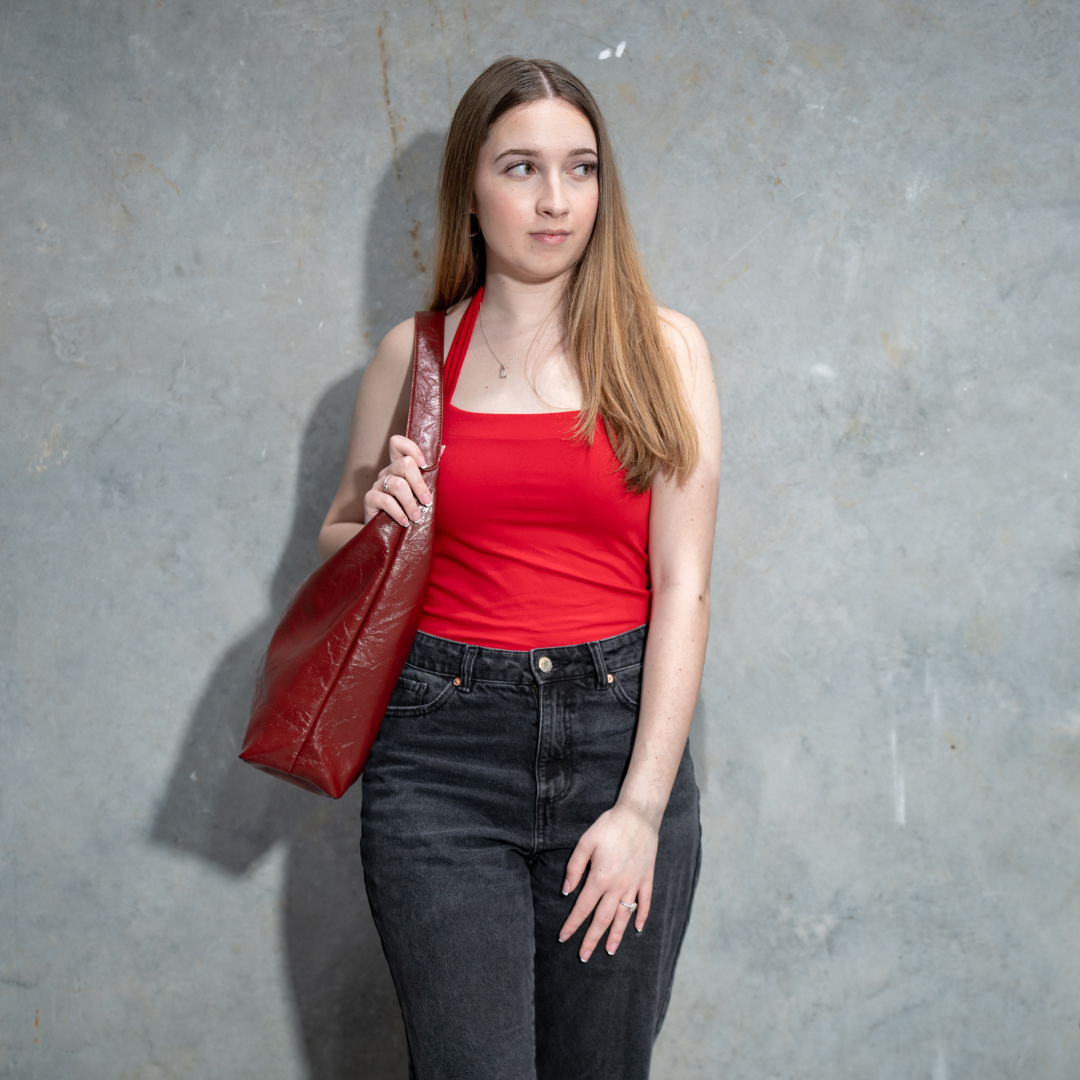 Natural Distressed Leather Tote